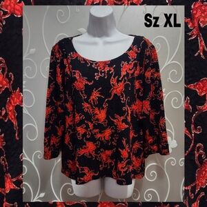 WOMENS BEAUTIFUL ABSTRACT TEXTURED TOP SIZE XL